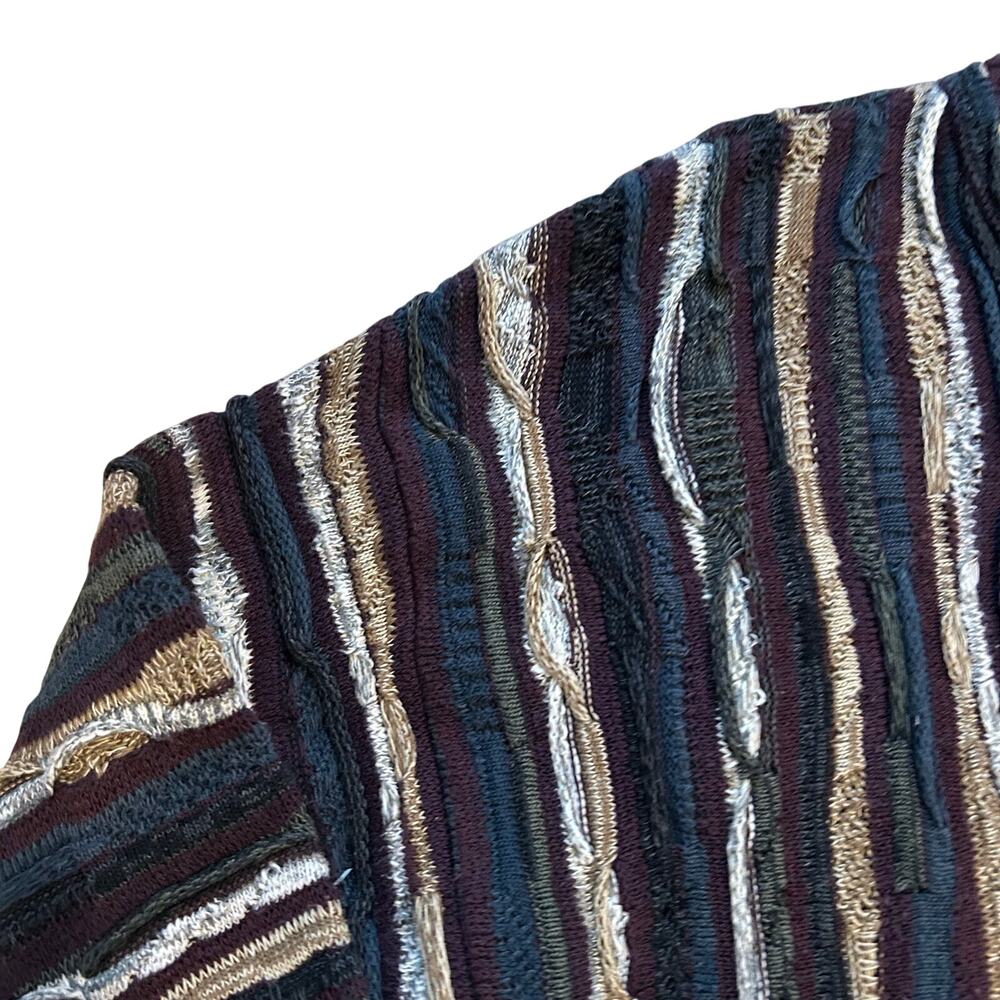 Vintage 90s Earth Tone 3D Textured Knit Coogi Style Sweater Professor Core Large - Picture 9 of 14